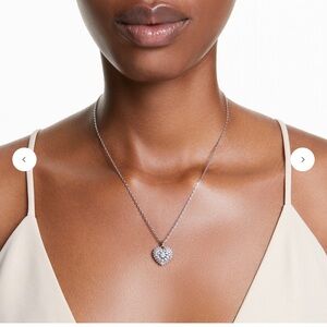 SWAROVSKI Heart, White, Rhodium plated Necklace.